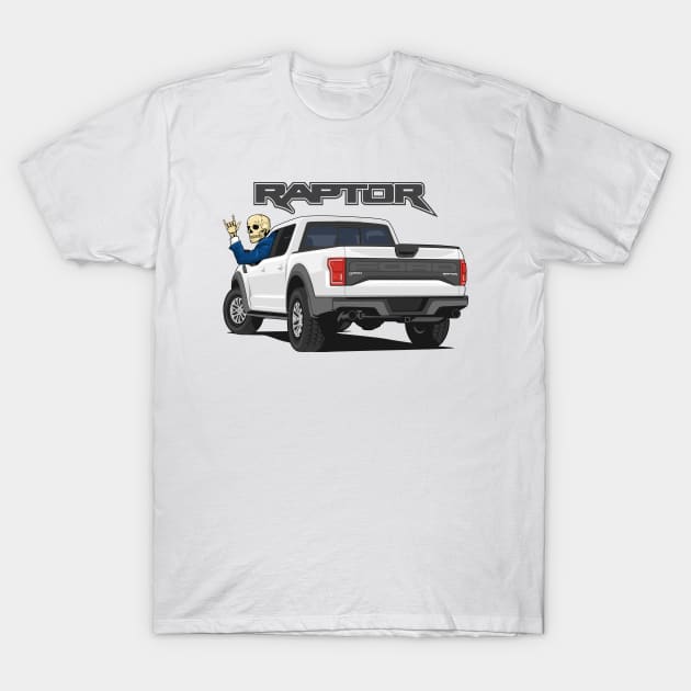 Truck ranger raptor f150 4x4 hand skull metal white T-Shirt by creative.z